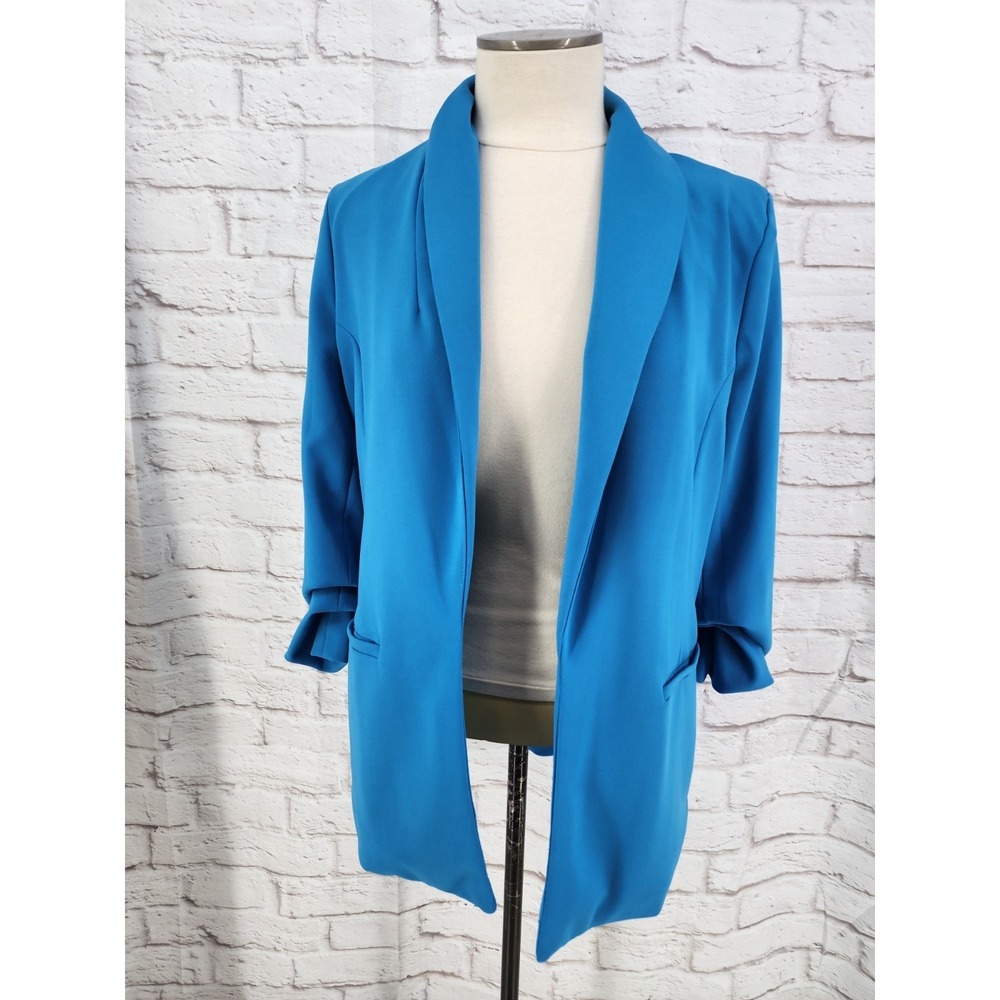 Dakota Blue Scrunch Sleeve Blazer Jacket Women Small Office Professional Work